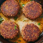 Golden Brown Lentil Burger Patties Sizzling